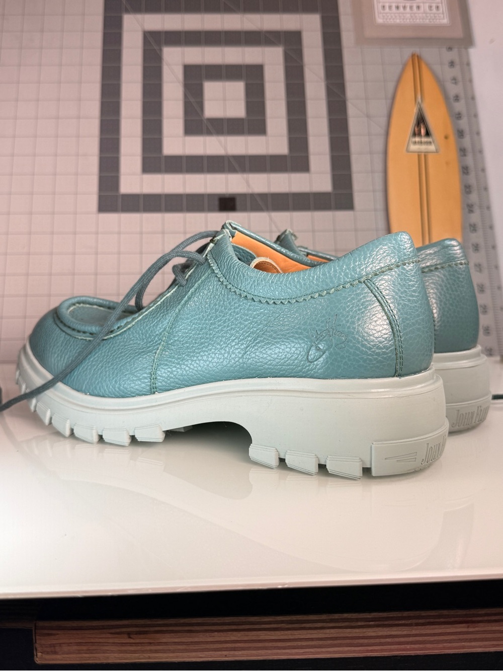 Men's Teal Casual Leather Shoes - Picture 8 of 15